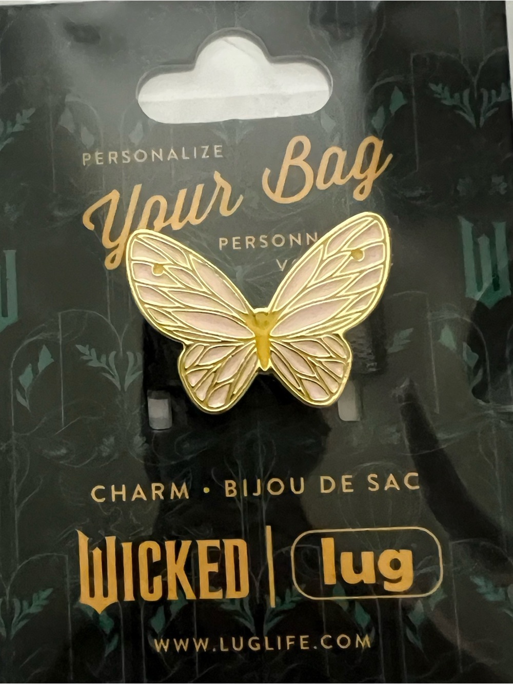 NWT~Lug Wicked Butterfly Bag Charm - Pink and Gold